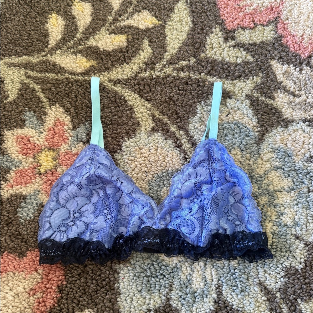 Lace Bralette in Blue and Black